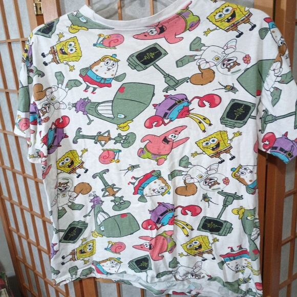 Nickelodeon SpongeBob Characters T-Shirt Large 2019 White Graphic Tee - Picture 4 of 11